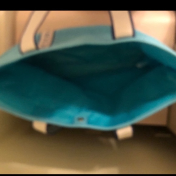 New Victoria’s Secret Turquoise Blue Woven Tote Bag & VS Turquoise Cooler Set - Picture 6 of 15